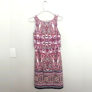 Vince Camuto pink/navy/cream Popover Dress Size 8